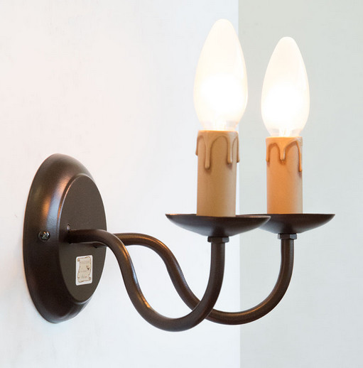LINEA ASSISI CRUCCOLINI: Applique 2 Luci Ferro Battuto Artigianale