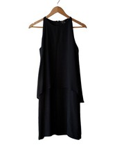 Theory Size 2 100 Silk Black Layered Lined Chiffon Slip Dress