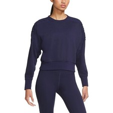 NWT 85 Nike Women's Fleece Cropped Crewneck Training Sweatshirt Navy DA0447-498