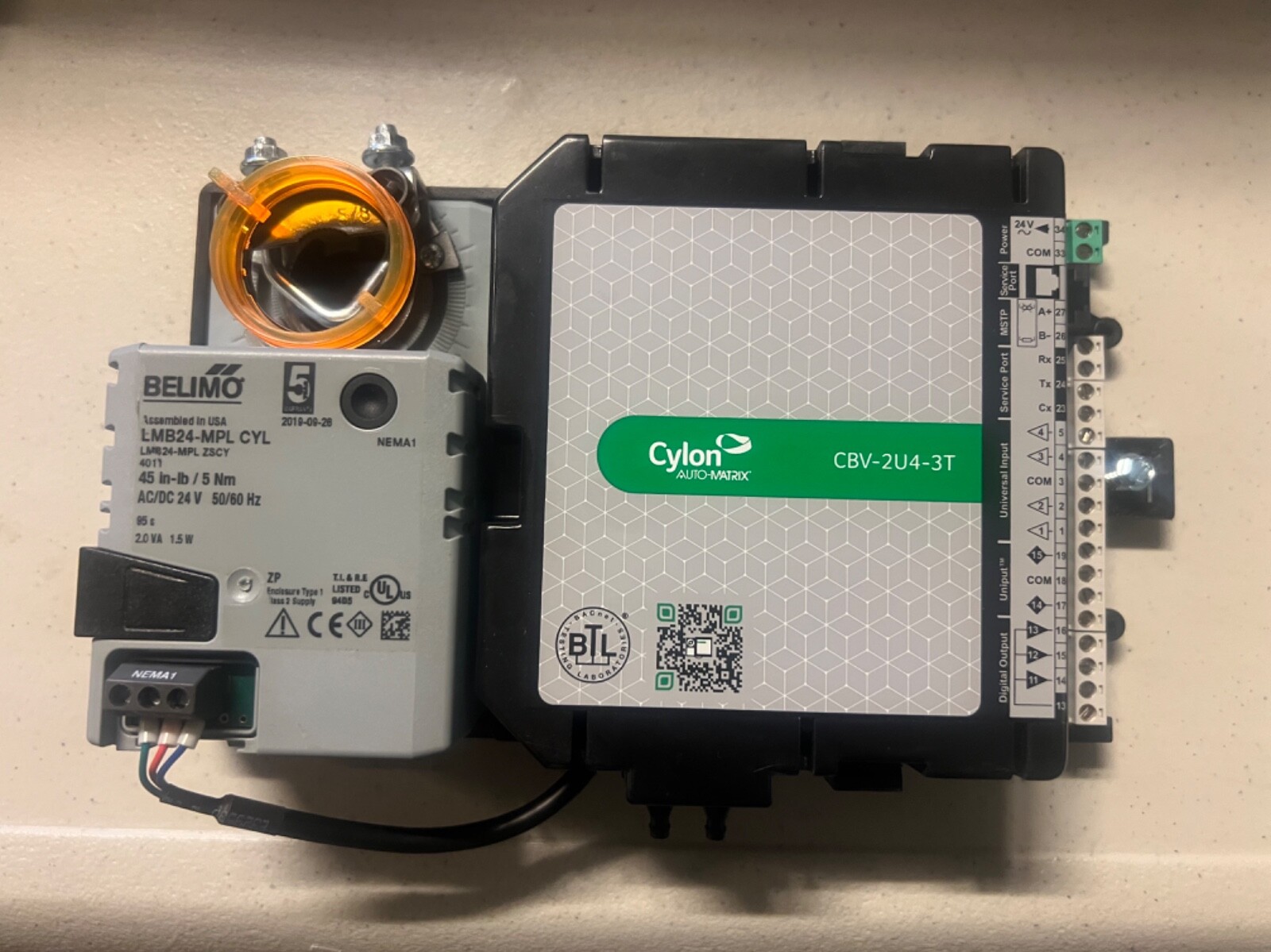 ABB Cylon CBV-2U4-3T-IMP : BACnet B-AAC single-duct VAV controller with Acuator