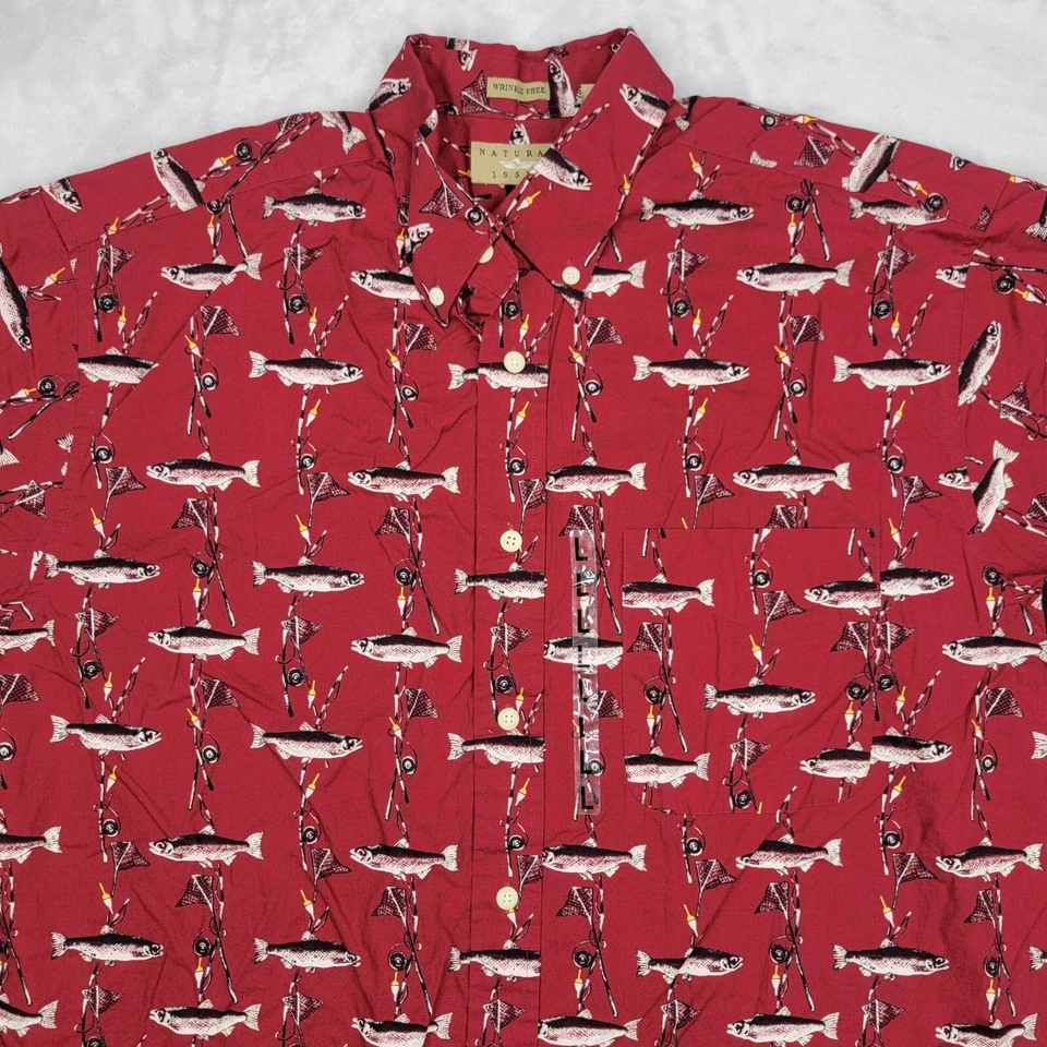 Camisa Edición Natural Para Hombres Grande Hula Tiki Luau Pesca con Mosca Pescador Trucha Adulto L Foto 2 de 4