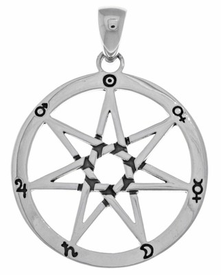 Jewelry Trends Sterling Silver Seven Point Fairy Star Heptagram Pendant