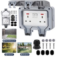 IP66 Waterproof Socket Single/Double Switched 13A Outdoor Wall Power Outside Box