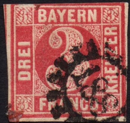 GERMANY BAVARIA 1862 - Used 3 Circle Digit Kreuzer #S#DR1