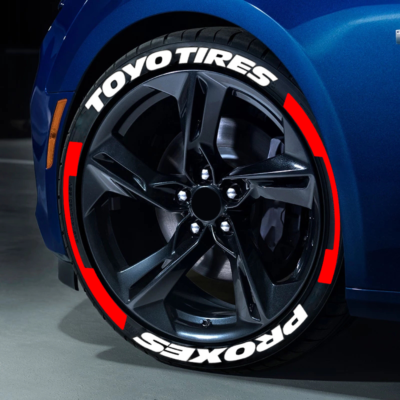 TOYO TIRES PROXES + Red Stripes Tire Lettering Sticker 1.20'' 15