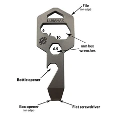 TITANIUM 8 in 1 Keychain Multi Tool - Bottle Opener, Wrench, Screwdriver, File..