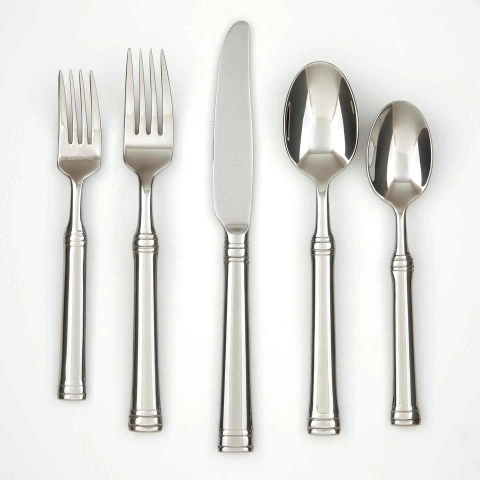 Crate & Barrel Cambridge Stainless Flatware TUSCANY 5pc Place Setting N/O
