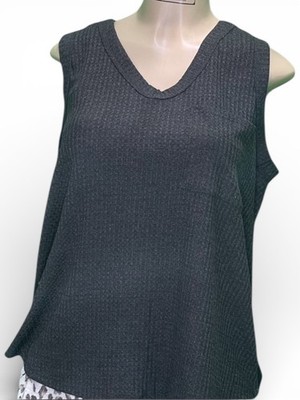 Women's Bibi Waffle Knit V-Neck Top w/ Front Pocket Soft Lightweight Tank NWT