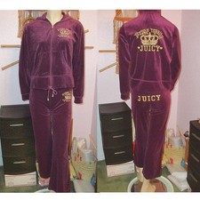 Vtg Y2K Juicy Couture Velour Tracksuit S M Hoodie Pants Preppy Royalty 2 Piece