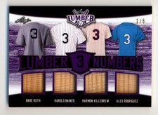 2021 Leaf Lumber Numbers Babe Ruth Baines Killebrew Alex Rodriguez Bat Relic 1/6