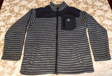 Reebok Boys 'Large' 14/16 Gray/Black Striped Full Zip Front, Woven Jacket