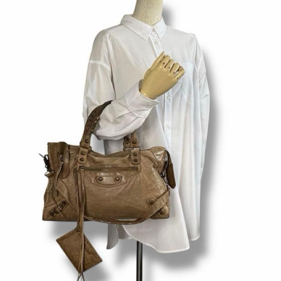 Balenciaga The City Bag Brown Leather 2Way Tote Shoulder Y2K thumbnail 8