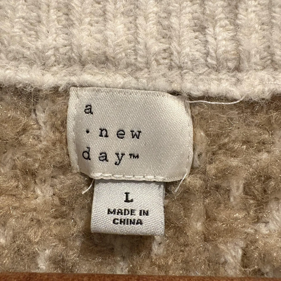 Suéter A New Day Mujer Grande Beige Tostado Cremallera Texturizado Cárdigan Bolsillos Foto 2 de 4