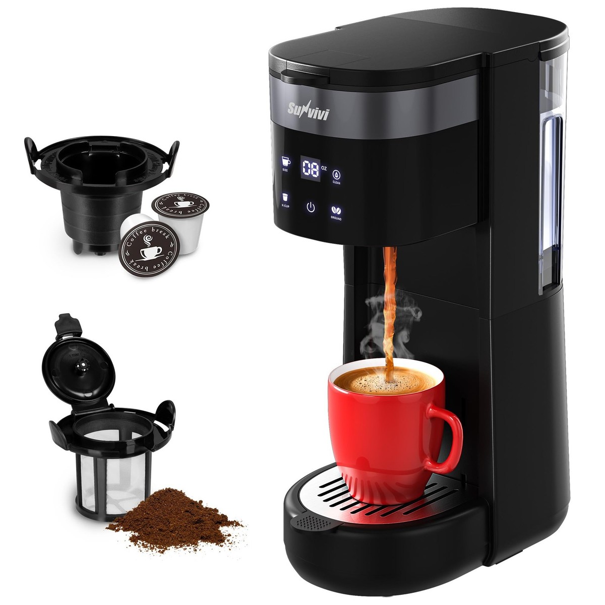 3-in-1 Single Serve Coffee Machine,Brewer for K-Cup Pods, Ground