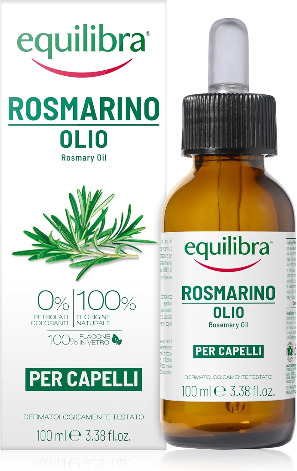 , Olio Di Rosmarino per Capelli, 100 Ml, Con Olio Di Rosmarino, Olio Di Mandorle