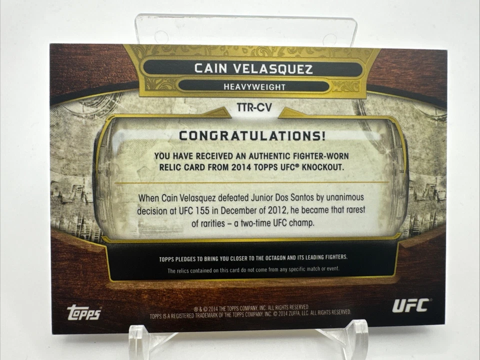 Cain Velasquez 2014 Triple Threads Emerald 6/18 Relic UFC- 1963 - Image 2 of 2