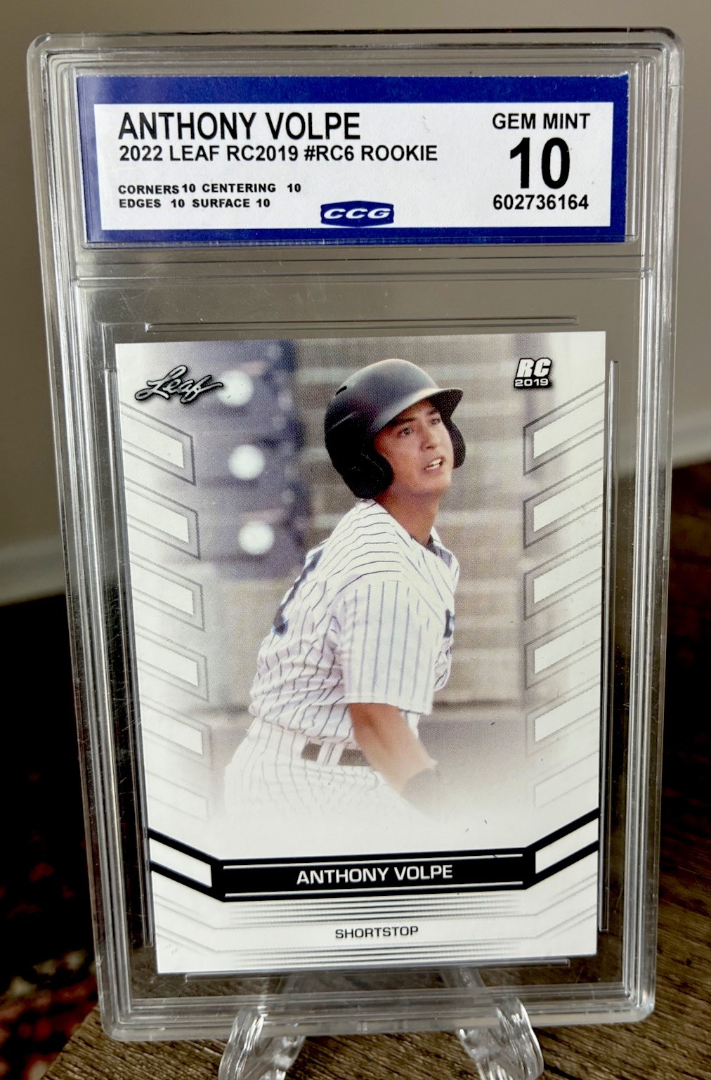 2022 Leaf Anthony Volpe #RC6 RC CCG 10 Gem RC New York Yankees Rookie