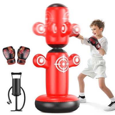 QPAU 360° Rotatable Punching Bag for Kids, Lager 64  Kids Punching Bag with Glov