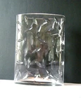 Large Vintage 80s Tiffany & Co. Oval Crystal Vase Etched Leaf Pattern