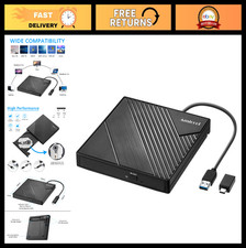 Slim Portable External DVD Drive USB 3.0 CD/DVD Burner for Laptop PC - Windows