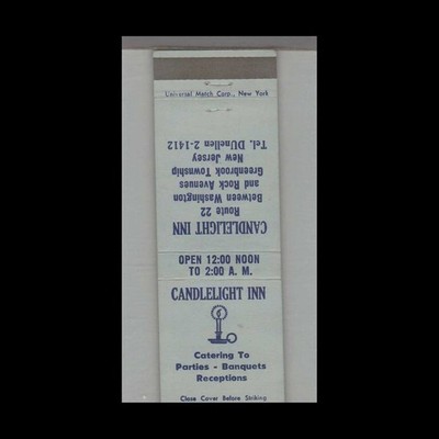 Matchbook Cover - New Jersey Restaurant - Candlelight Inn Greenbrook Township, N