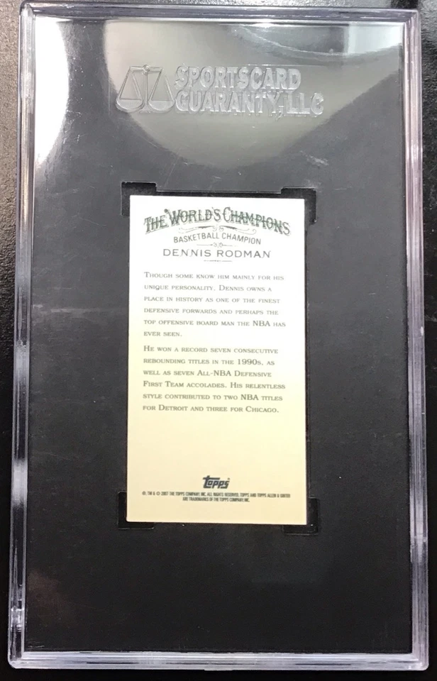 2007 Topps Allen & Ginter's Mini Black Border No Number Dennis Rodman SGC 8.5 SP - Image 2 of 2