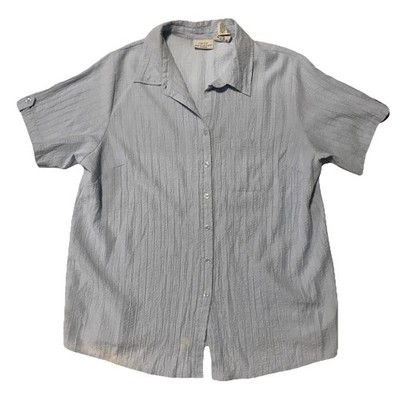 White Stag Ladies Blouse Size 18 Light blue Short Sleeves Buttons 1439