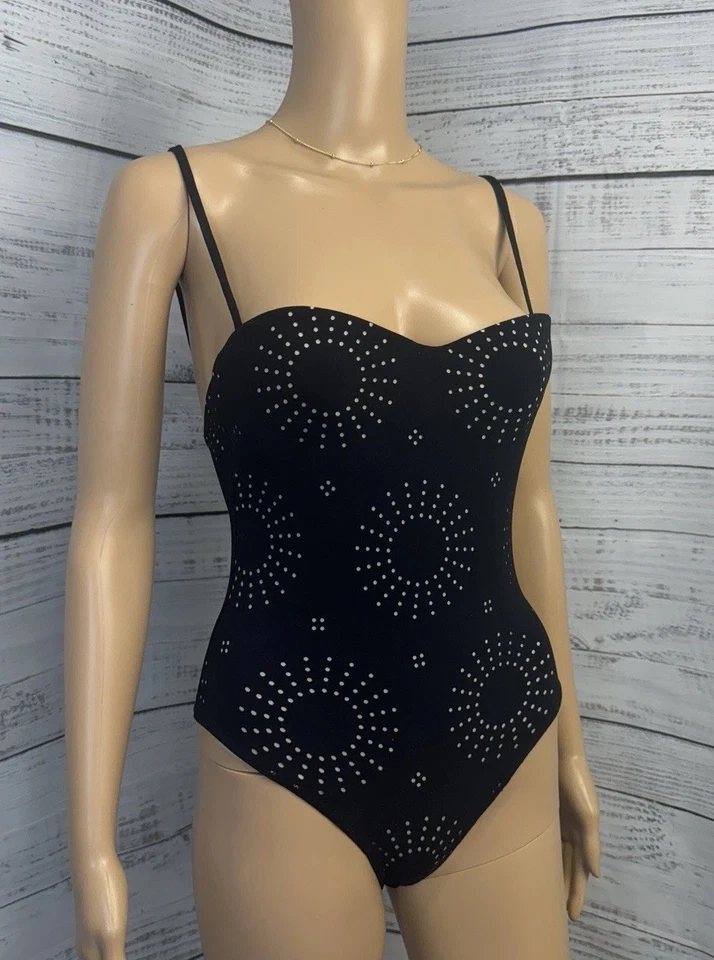 VTG Gianfranco Ferré Black One-Piece Swimsuit 34/M Italy Strapless Studded Wire - Image 2 of 4