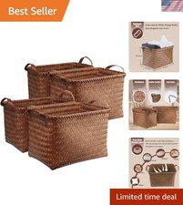 Handwoven Clothes Basket Laundry Hampers Large Wicker Storage Baskets for She...