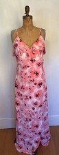 EXPRESS Pink Pansey Floral Wrap Ruffle Maxi Dress Lined Size 10 Romantic Garden