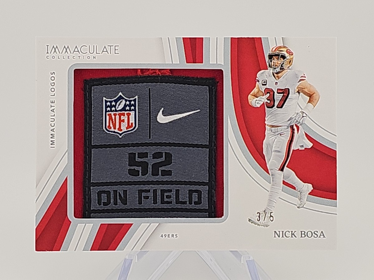 Nick Bosa /5 Nike Swoosh Laundry Tag NFL Shield Immaculate Logo