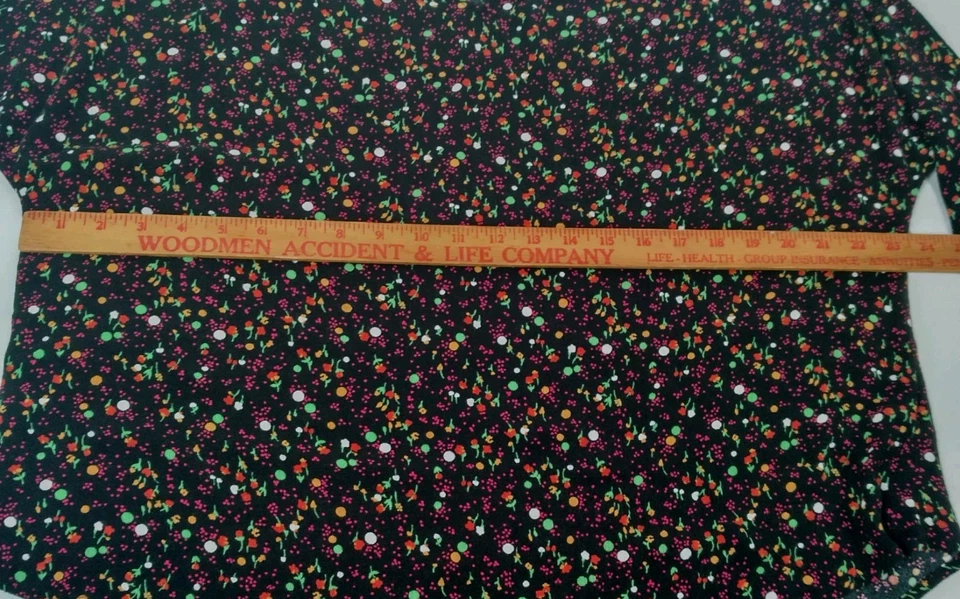 Blusa Juicy Couture XXL Negra Floral Lunares Ligera Campesina Hippie Boho Foto 3 de 4