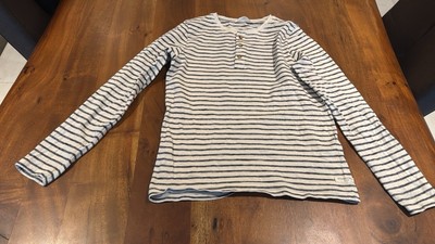 Longsleeve Pullover Gr. 140 von Mango Kids für Jungen Beige Grau Gestreift