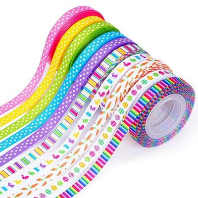 10 Rolls Easter Grosgrain Ribbon 100 Yards 3/8 Inch Spring Bunny Eggs Craft
