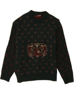 Malagrida Damen Pullover Pulli Rundhals UK 14 Medium grün Fair Isle DG46