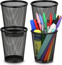 Pen Holder Desk Pencil Holder Desk 4 Pack Pencil Cup Pen Mesh Metal Pen