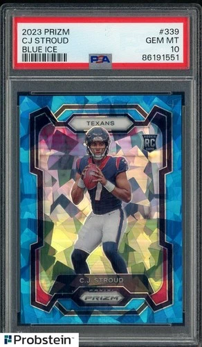 2023 Panini Blue Ice Prizm #339 CJ Stroud Texans RC Rookie 56/99 PSA 10