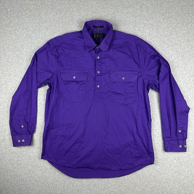 Pilbara Collection By Ritemate Mens L/S Closed Front Half Button Shirt XL Purple