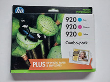 NEW Genuine HP 920 Tri-Color Ink Combo Pack Photo Paper/Envelopes- Exp 2016