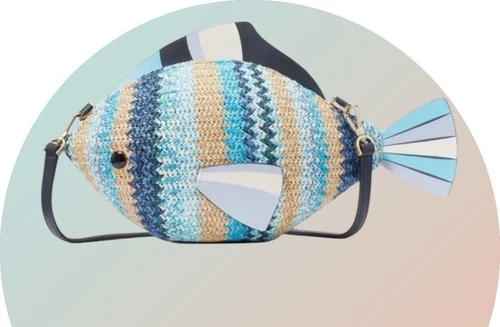 Kate Spade KG739 What A Catch 3D Fish Tracolla Novità Blu Multi