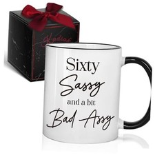 Funny 60 Birthday Coffee Mug with Candle Set - Sixty Sassy, 60 Years Old