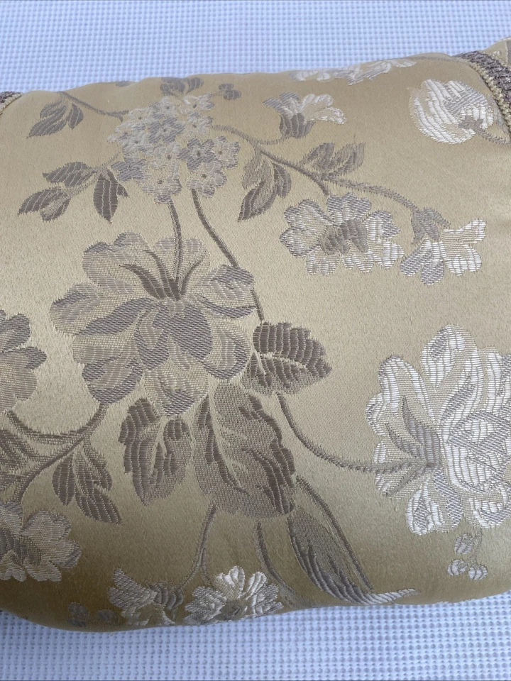 Gold Pillow Jacquard Cording Satin Decorative Rectangle Rope Tassels Fringe 27" - Image 3 of 4