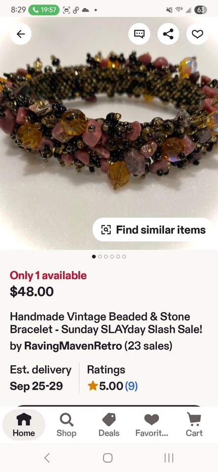 Czech Glass Stone Overload Beaded 6 1/2" Bracelet Pink Burgundy Bronze Magnetic - Image 3 of 4