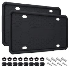 2 Pack Silicone License Plate Frames Black Car Frame Holder Black