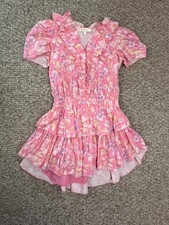 NWOT LoveShackFancy Ellis Mini in Pink Party Bash Ruffle V-neck Cotton Dress S