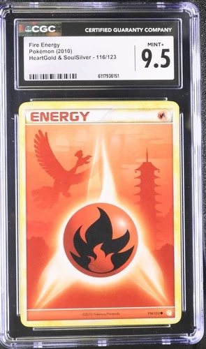 CGC 9.5 MINT+ Fire Energy 2010 HeartGold & SoulSilver 116/123 Pokemon Card
