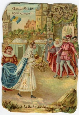 Glanzbilder Oblate scraps (2 Stck) Märchen La Biche au Bois - der weiße Hirsch