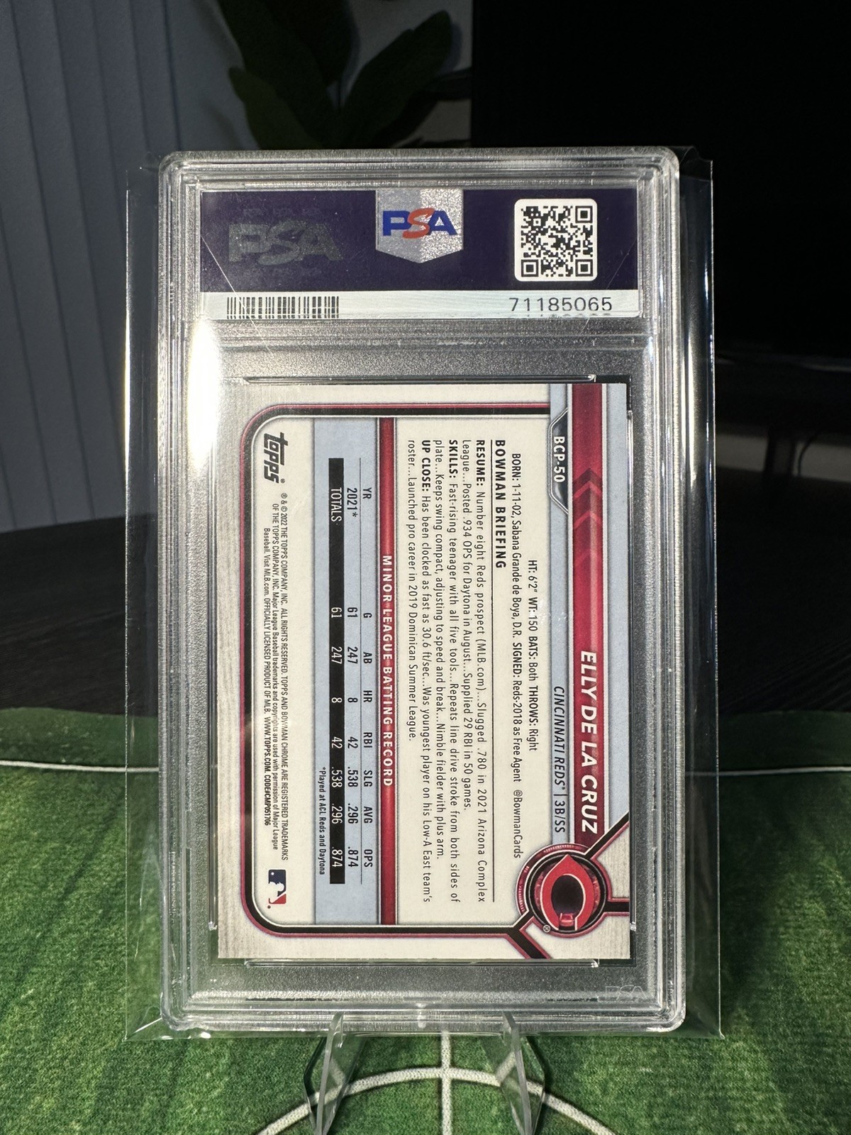 2022 Bowman Chrome Prospects - Elly De La Cruz RC #BCP-50 PSA 10 GEM MT Reds ⚾️ view 2