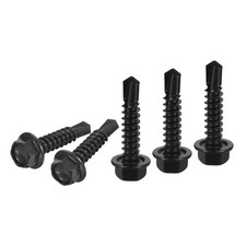 50 PCS #12x1" Black Hex Washer Head Self Drilling Screws 410 Stainless Steel