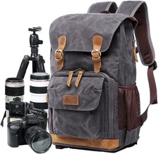 Camera Bag, Canvas SLR DSLR Camera Backpack Large Capacity Front Open Waterproof